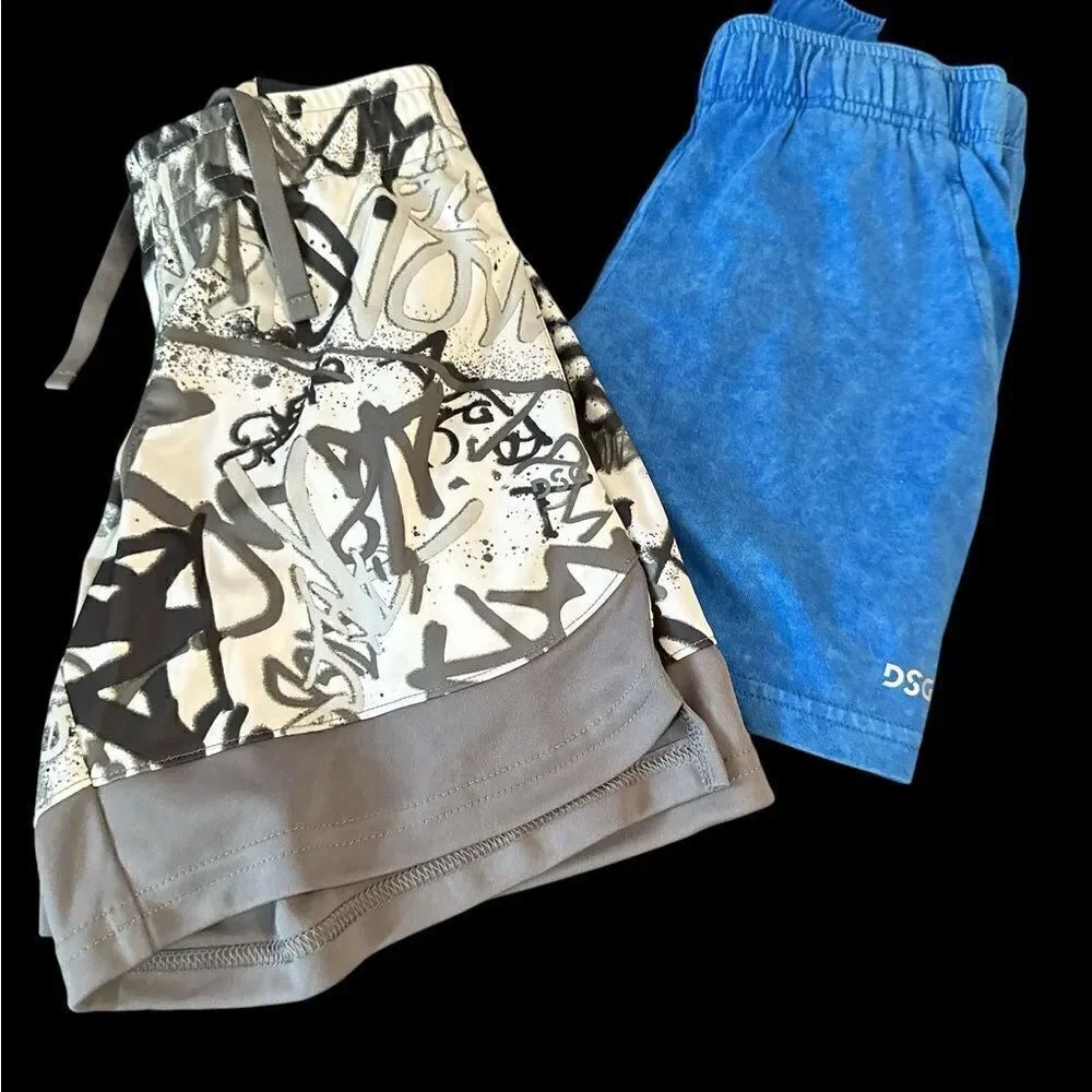 DSG | Boys Graffiti Knit Train & Blue Cotton Jersey Shorts Lot | XS 6/7